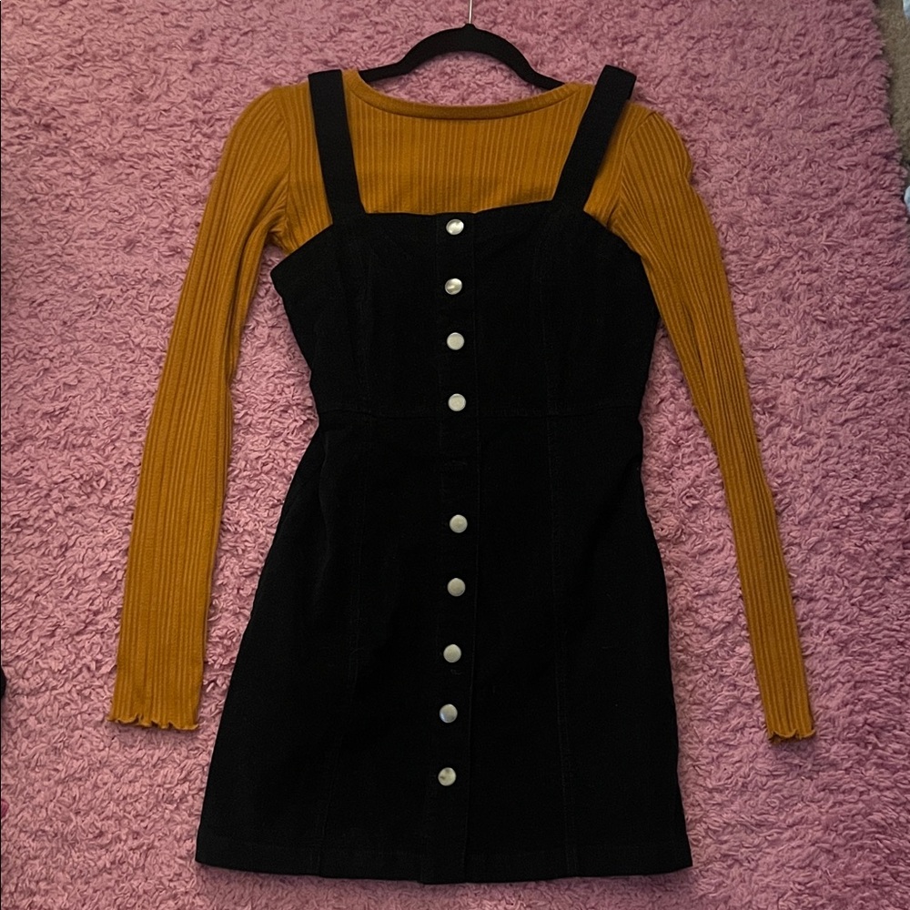 Aeropostale Black Corduroy Button Down Dress